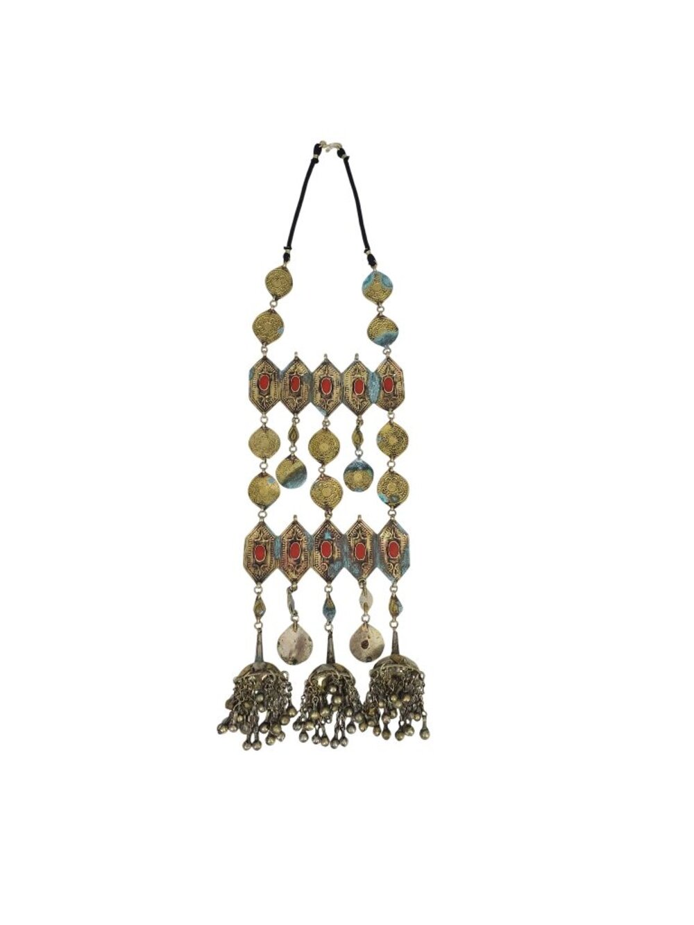 Large Brass Turkmen Necklace Handcrafted Vintage Necklace From Afghanistan